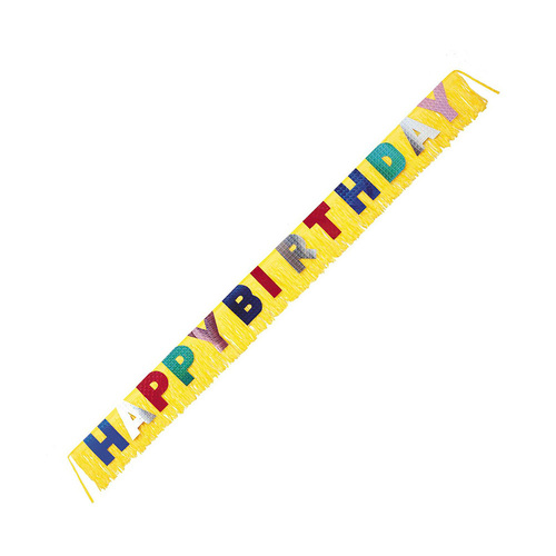 Giant Foil Fringe Banner "Happy Birthday" 3m