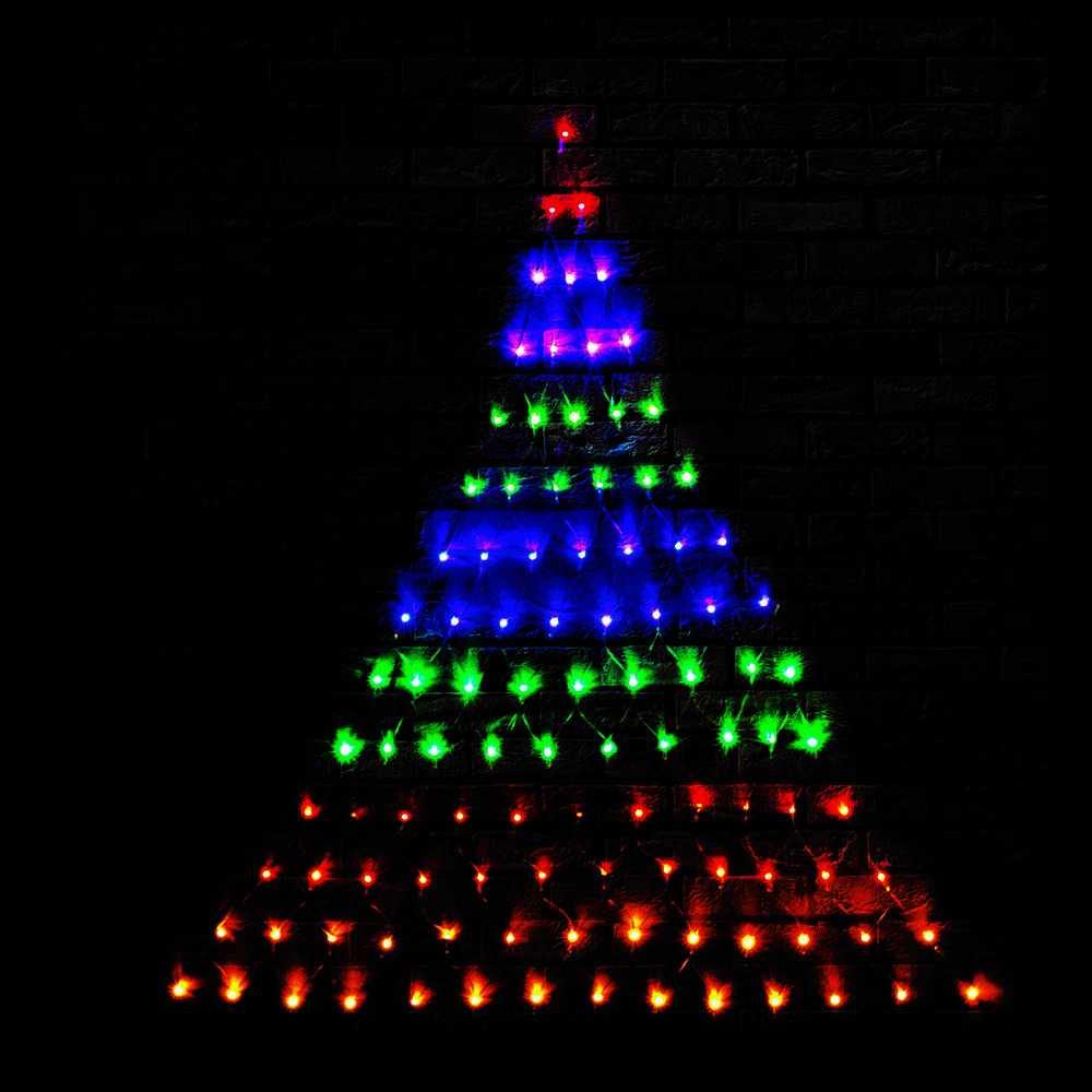 Led Rainbow Wall Net Christmas Tree 165x115cm FESTIVE MAGIC