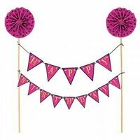 Cake Topper Happy Birthday Pink Banner Kit