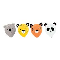 Get Wild Jungle Animals 30cm Latex Balloons & Paper Adhesive Add-Ons 6 Pack
