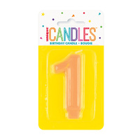 Number  1 Candle Pastel Orange