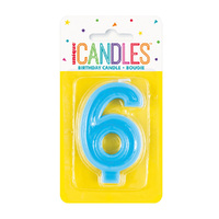 Number 6 Candle Pastel Blue