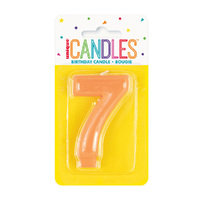 Number 7 Candle Pastel Orange