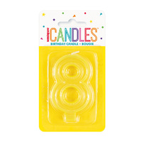 Number 8 Candle Pastel Yellow