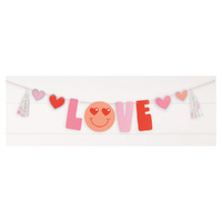 Red, Pink & Iridescent Foil Love Heart Banner With Foil Tassels 2.2m