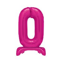 76cm Hot Pink "0" Giant Standing Air Filled Numeral Foil Balloon