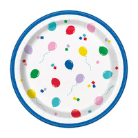 Vibrant Birthday Paper Plates 18cm 8 Pack