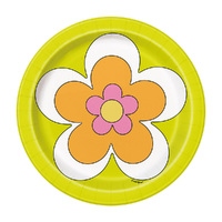 Flower Power Birthday Paper Plates 18cm 8 Pack
