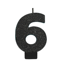 Candle Number Glitter Black #6
