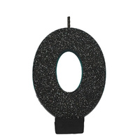 Candle Number Glitter Black #0