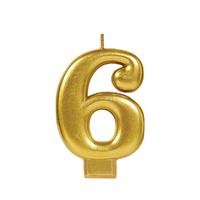 Candle Number Moulded Metallic Gold #6
