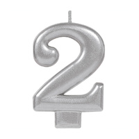 Candle Number Moulded Metallic Silver #2