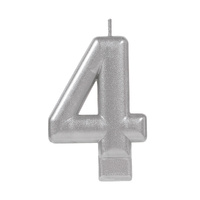 Candle Number Moulded Metallic Silver #4