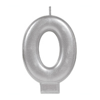 Candle Number Moulded Metallic Silver #0