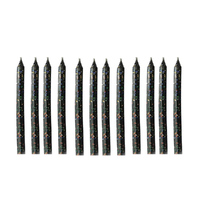 Glitter Candles Black 12 Pack