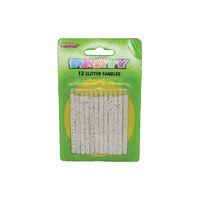 Glitter Candles White 12 Pack
