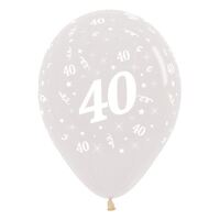  30cm Age 40 Crystal Clear Latex Balloons 25 Pack