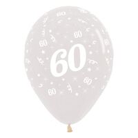  30cm Age 60 Crystal Clear Latex Balloons 6 Pack