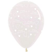 30cm Anniversary Crystal Clear Latex Balloons 6 Pack