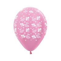 Sempertex 30cm 1st Birthday Girl Bumble Bee's Satin Pearl Pink Latex Balloons 25 Pack