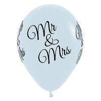 30cm Mr & Mrs Fashion White Latex Balloons 6 Pack