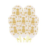 Sempertex 30cm Tropical Design on Crystal Clear Latex Balloons 12 Pack