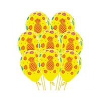 Sempertex 30cm Tropical Design on Fashion Yellow Latex Balloons 12 Pack