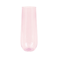 Pink Reusable Plastic Stemless Champagne Flute 266ml