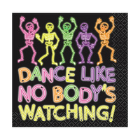 Neon Lights Halloween Beverage Napkin 2ply 25cm X 25cm 16 Pack