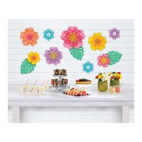 Summer Hibiscus Flowers Wall or Table Decorations 12 Pack
