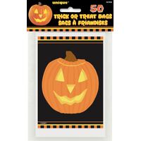 Pumpkin Glow Trick-Or-Treat Bags 50 Pack
