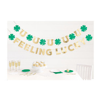Green Charming Shamrock Foil "Feeling Lucky" Garland Set - 2 Piece 2.74m