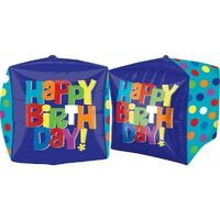 Shape Cubez Bright Happy Birthday Foil Balloon