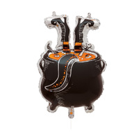 Bulk Witch Cauldron Foil Balloon With Ribbon 80.7cm