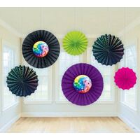 Disco Fever Paper Fan Decorations 6 Pack