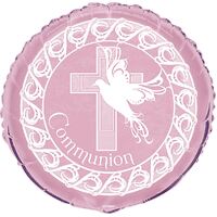 45cm Dove Cross Pink Communion  Foil Balloon Packaged