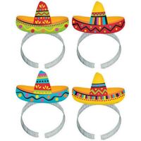 Headbands Sombrero Fiesta Cardboard & Aluminium Band 8 Pack