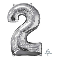 Mid-Size Shape Silver Number 2. Foil Balloon