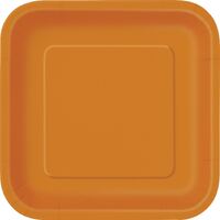 Pumpkin Orange Square Paper Plates 17cm 16 Pack