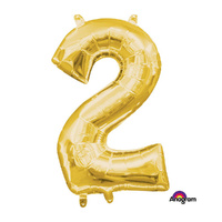 Number 2 Gold Foil Balloon