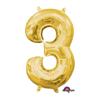 Number 3 Gold Foil Balloon