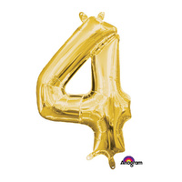 Number 4 Gold Foil Balloon