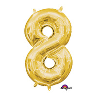 Number 8 Gold Foil Balloon