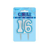 Glitz Blue Number Candle - 16