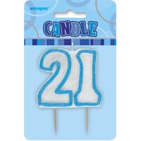 Glitz Blue Number Candle - 21
