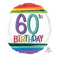 45cm Standard HX Rainbow Birthday 60 Foil Balloon