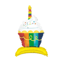Rainbow Cupcake Giant Standing Air Filled Foil Balloon 72.3cm