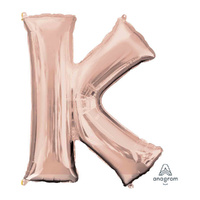SuperShape Letter K Rose Gold Foil Balloon