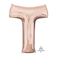 SuperShape Letter T Rose Gold Foil Balloon