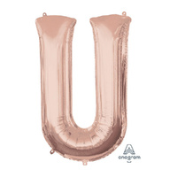 SuperShape Letter U Rose Gold Foil Balloon